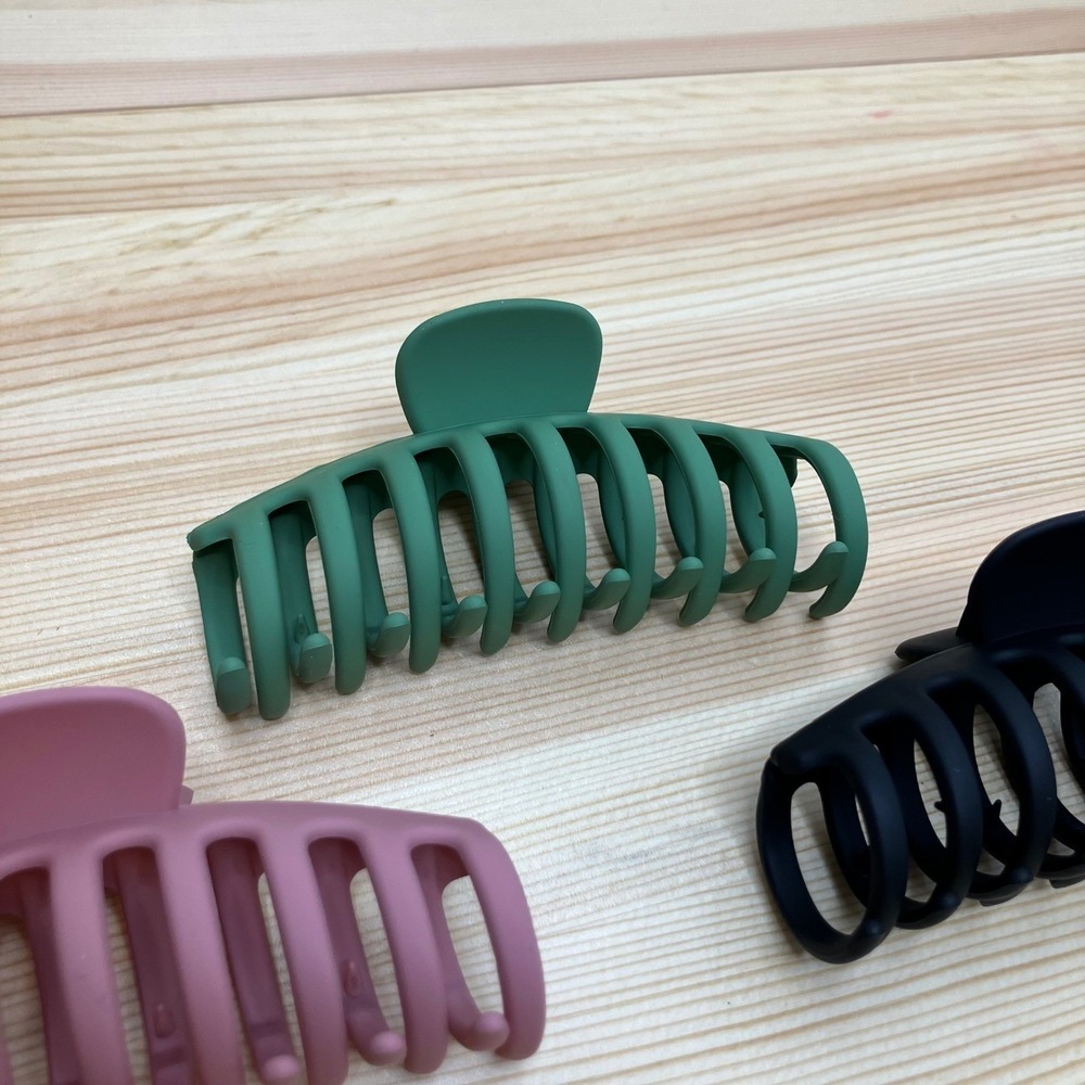 3pc Matte Large Claw Hair Clips Accessories Set Black Dusty Rose Pink Sage Green - Picture 11 of 16